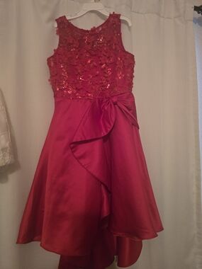 Rare Editions Red Sequin Floral A-Line Party Dress